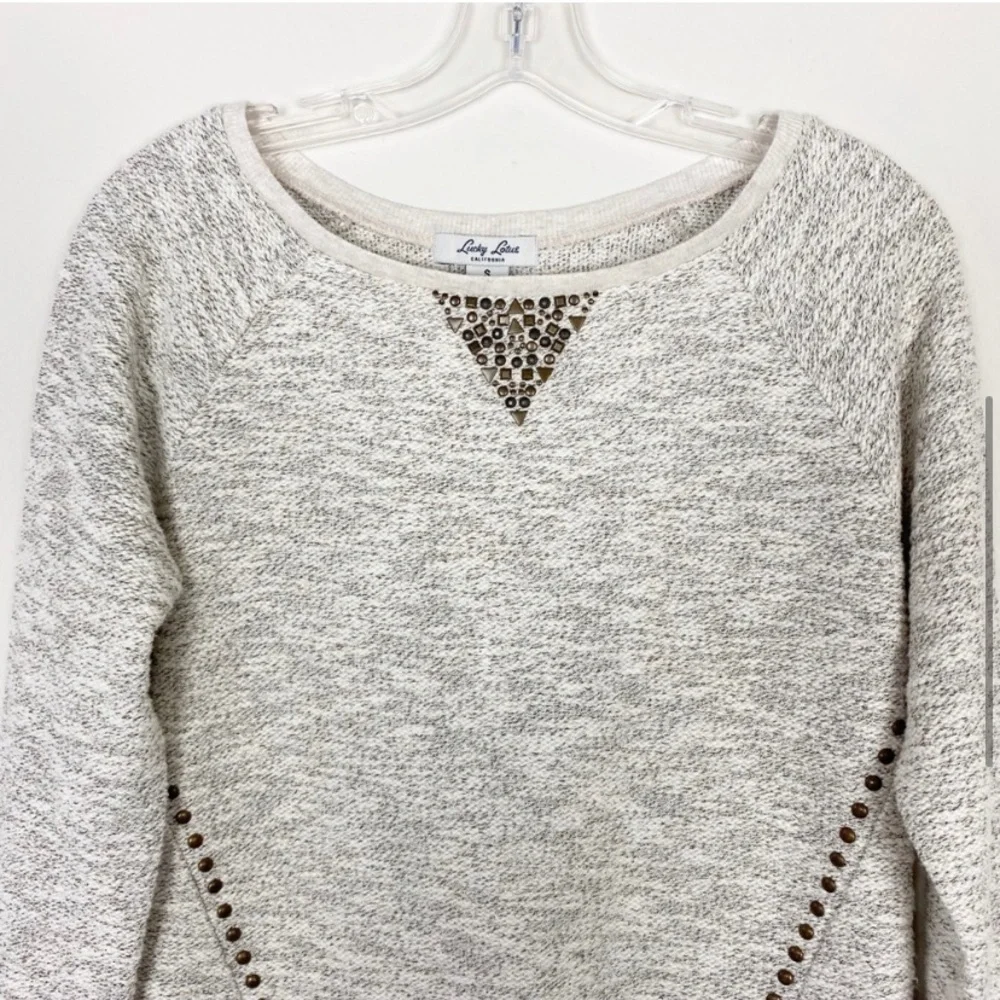 Lucky Lotus Sweater Crew Neck Cream Size S - Picture 7 of 8